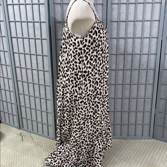 Tribal Femme White and Brown Sleeveless Spaghetti Strap Maxi Sundress, Size S - Picture 2 of 4